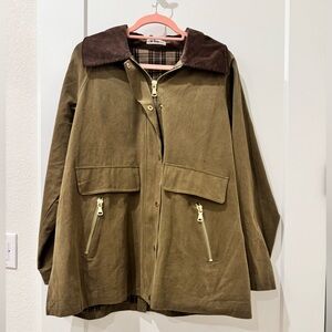 Stylish Brown Utility Jacket with Gold Accents